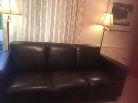 Photo of free 3 seater brown leather couch (Blackrock, co Dublin) #4