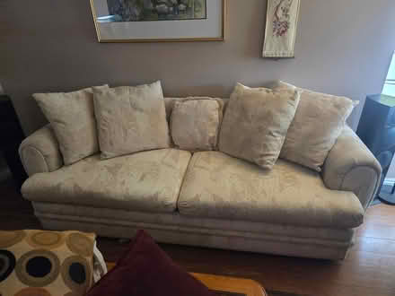 Photo of free Cream colored fabric couch (East Millcreek) #1