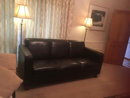 Photo of free 3 seater brown leather couch (Blackrock, co Dublin) #1