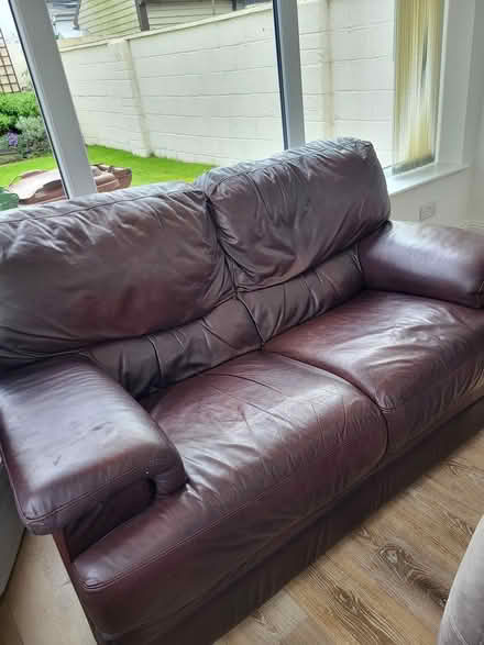 Photo of free Sofa 2str brown leather 150x90 (Dublin 15) #1