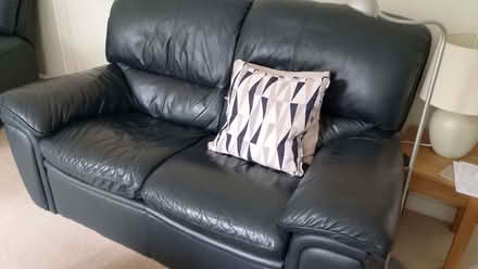 Photo of free Navy Leather two seater settee, good condition (Boley Park WS14) #2