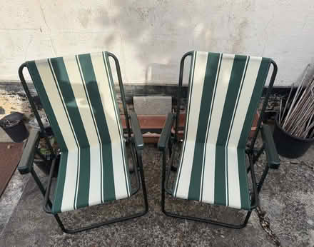 Photo of free Pair Of Green/White Garden Chairs In Excellent Condition (Southminster CM0) #1