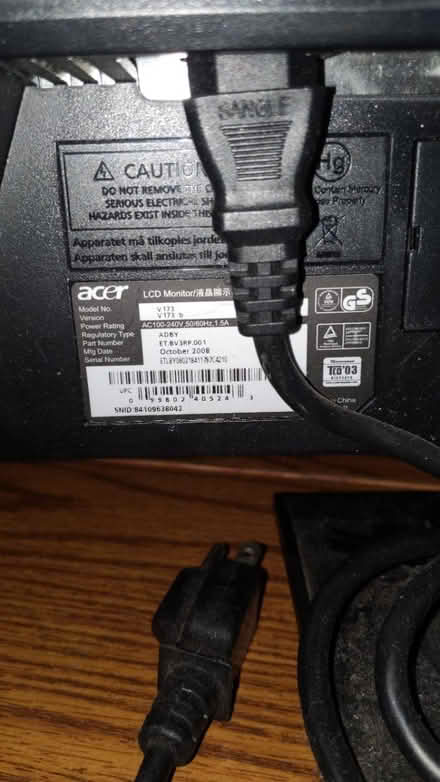 Photo of free Acer Monitor (East Village) #3