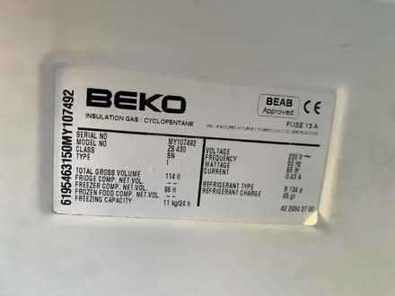 Photo of free BEKO Freezer (Aldersbrook E12) #2