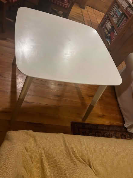 Photo of free square table 90cm - white top timber legs some marks (Hildenborough TN11) #3