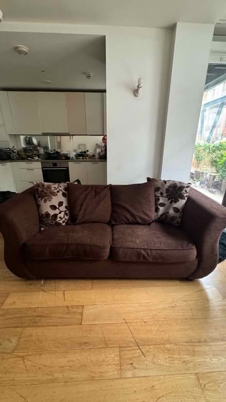 Photo of free Chocolate brown two seater sofa (Hayes & Harlington UB3) #2