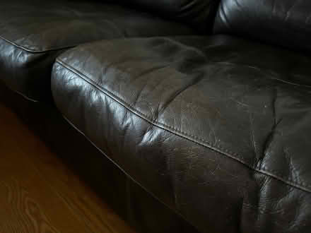 Photo of free Brown leather 2 seater sofa (Penrith CA11) #4