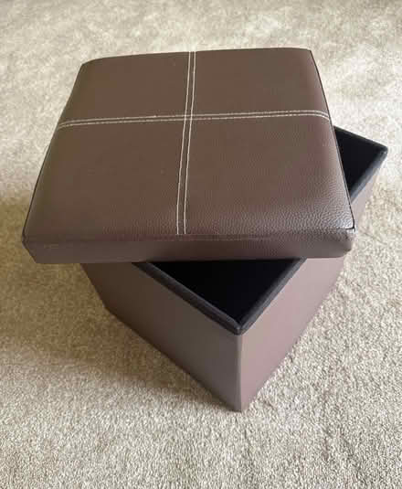 Photo of free Brown Faux Leather Storage Ottoman Stool – Excellent Cond (Southminster CM0) #2