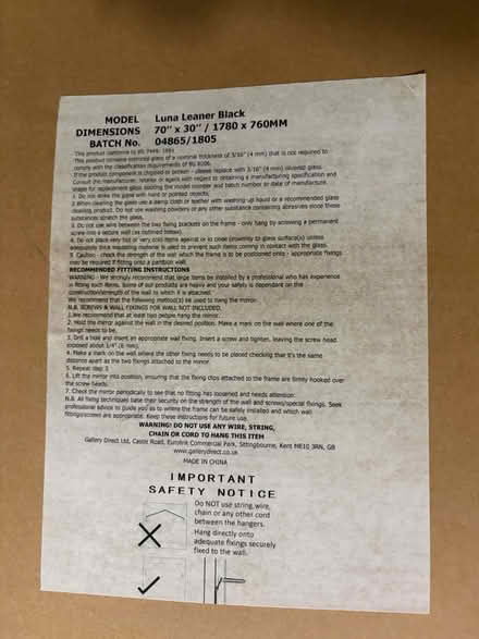 Photo of free Large glass leaner mirror in black (Denmark Hill SE5) #2