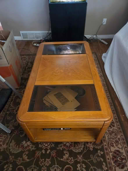 Photo of free Wood and glass coffee table (East Millcreek) #1