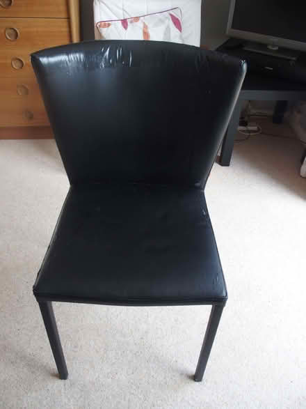 Photo of free Black Faux Leather kitchen or dining room chairs (Roe Green AL10) #1