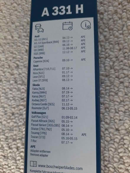 Photo of free Bosch A331H rear wiper blade (Desford LE9) #2