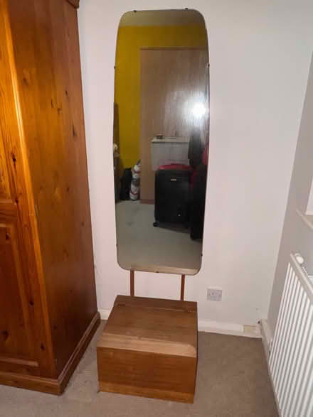 Photo of free Wooden Hallway Mirror with Storage Box / Vanity Stool (Solihull Lodge B90) #1