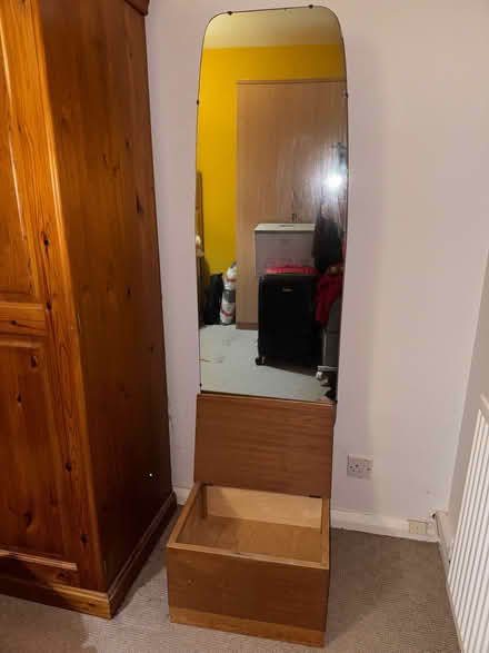Photo of free Wooden Hallway Mirror with Storage Box / Vanity Stool (Solihull Lodge B90) #2