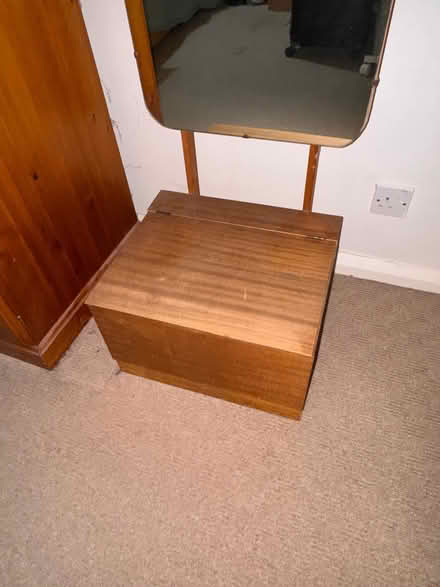 Photo of free Wooden Hallway Mirror with Storage Box / Vanity Stool (Solihull Lodge B90) #3
