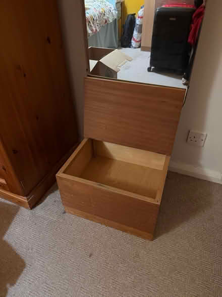 Photo of free Wooden Hallway Mirror with Storage Box / Vanity Stool (Solihull Lodge B90) #4