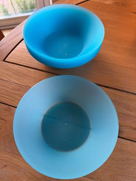 Photo of free 8 Blue plastic cereal bowls (Burridge SO31) #1