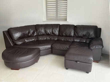 Photo of free Brown leather corner sofa (Croft WA3) #2
