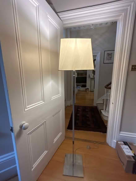 Photo of free Chrome Floor Lamp with Ivory colour square silk shade (Ravenscourt Park W6) #2
