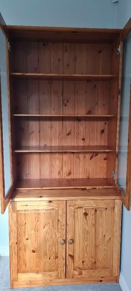 Photo of free Pine glass door cabinet (Burnham SL1) #2