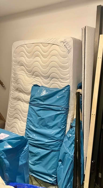 Photo of free Four Poster Boucle Fabric Metal Bed Frame - Small Double (Cricklewood NW2) #2