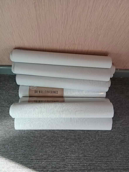 Photo of free 3 Unopened and 6 Opened/Half Rolls Very Light Blue Wallpaper (Woodlands DN6) #1