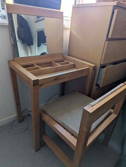 Photo of free Solid Wood Desk / Dressing Table & Chair (Heaton Mersey SK4) #2