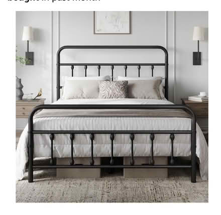 Photo of free Black metal queen bed frame (Lexington-Hamline neighborhood) #1