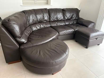 Photo of free Brown leather corner sofa (Croft WA3) #1
