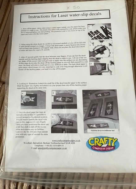 Photo of free Laser water slip decals paper (Peasholm YO12) #1