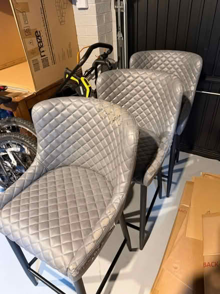 Photo of free 3 faux leather grey counter stools (Littleover, Derby DE23) #1