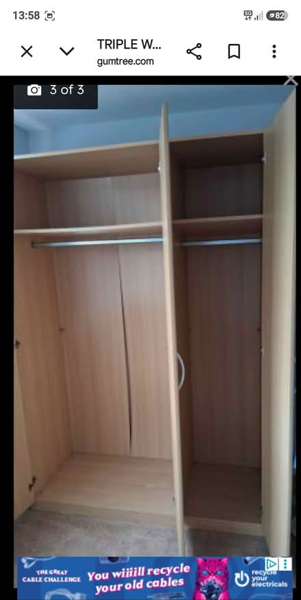 Photo of free Triple wardrobe with mirror (Skipton) #2