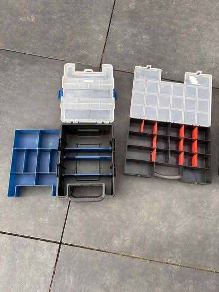 Photo of free Three plastic small parts divided storage boxes (Maldon CM9) #2