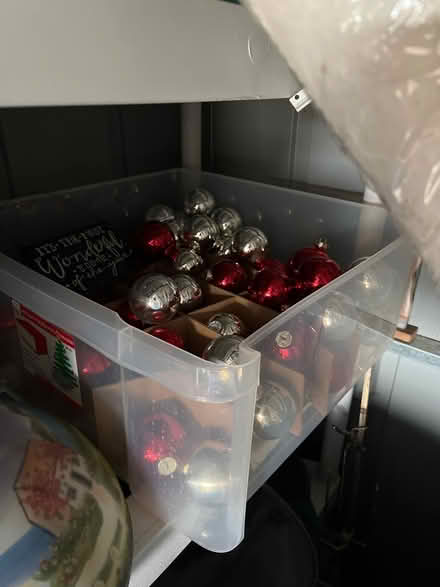 Photo of free Bin of xmas ornaments (Oradell) #1