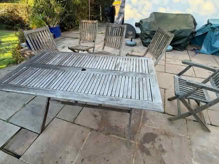 Photo of free Wooden garden table and chairs (Burridge SO31) #1