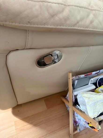 Photo of free White leather manual recliner chair (Stone Cross BN24) #3