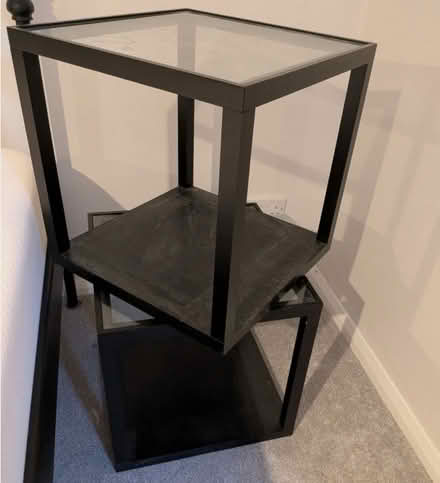 Photo of free Black Wood/Glass Stacking Tables (Maidstone ME15) #2