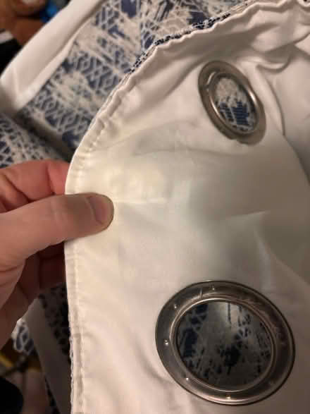 Photo of free Blue/white 90”x90” eyelet curtains (Chatham ME5) #2