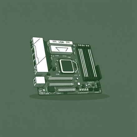 Photo of free LGA 771 motherboard with CPUs, 32GB RAM, and coolers. (Kippax LS25) #1