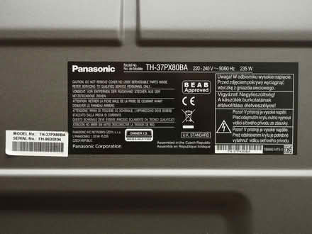 Photo of free Panasonic 37in TH-37PX80BA Plasma TV (Prestwood HP16) #4