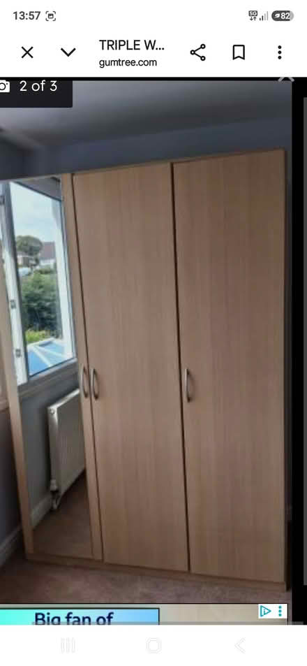 Photo of free Triple wardrobe with mirror (Skipton) #3