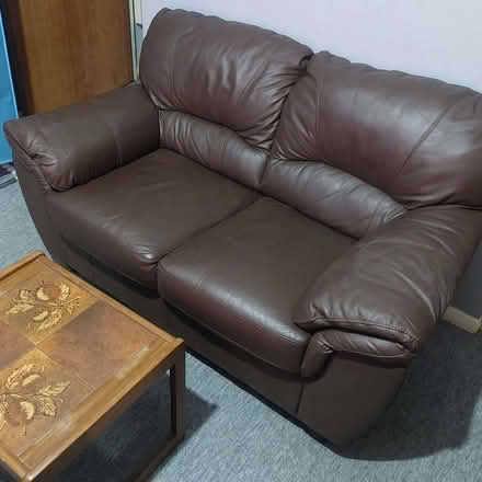 Photo of free Small brown leather 2 seat sofa (South Tonbridge TN9) #1