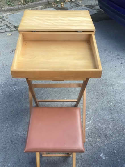 Photo of free Child’s wooden desk and stool (Wickham Bishops CM8) #1