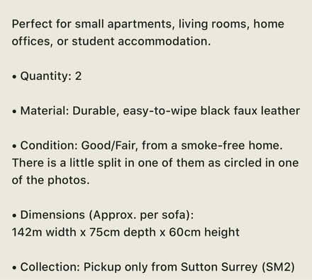 Photo of free 2 sofas (Sutton, Surrey (SM2)) #3