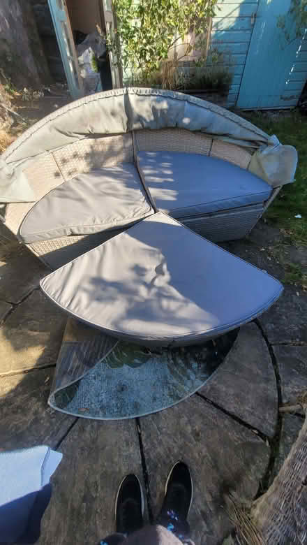 Photo of free Gardens sofa with cushions and stool/ table (Trinity EH5) #1
