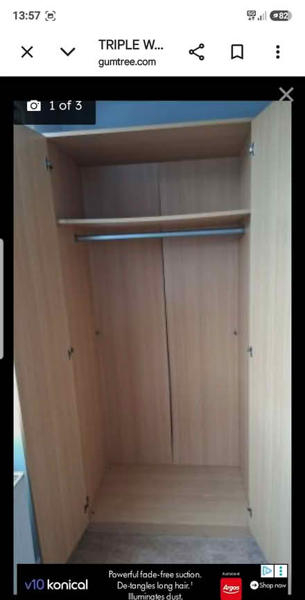 Photo of free Triple wardrobe with mirror (Skipton) #1