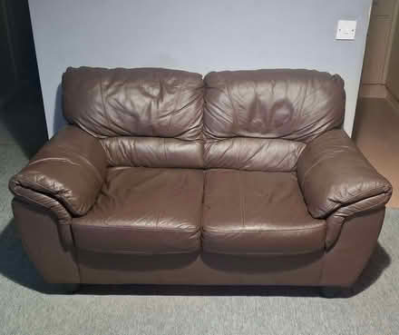 Photo of free Small brown leather 2 seat sofa (South Tonbridge TN9) #2