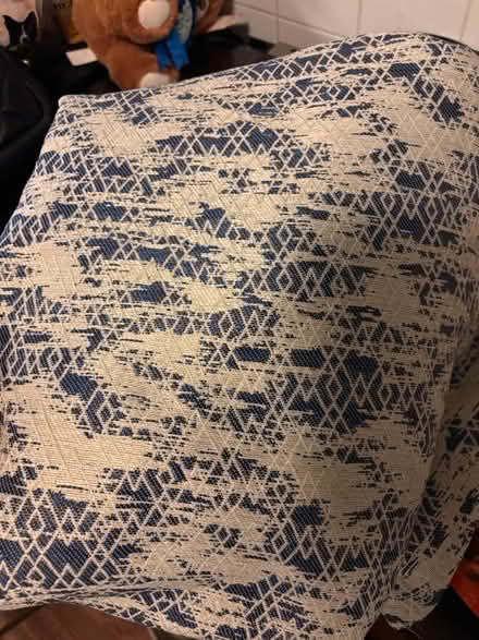 Photo of free Blue/white 90”x90” eyelet curtains (Chatham ME5) #1