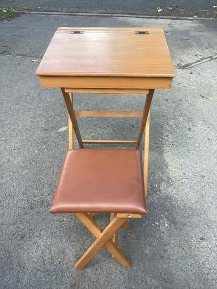 Photo of free Child’s wooden desk and stool (Wickham Bishops CM8) #2