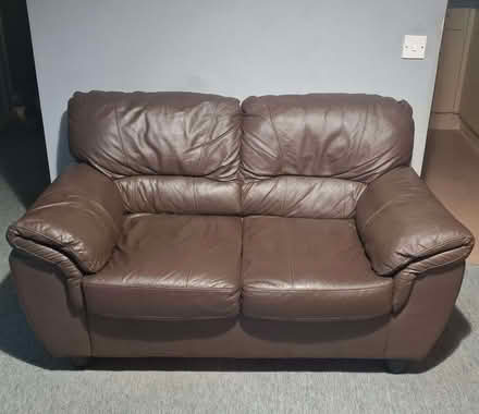 Photo of free Small brown leather 2 seat sofa (South Tonbridge TN9) #3